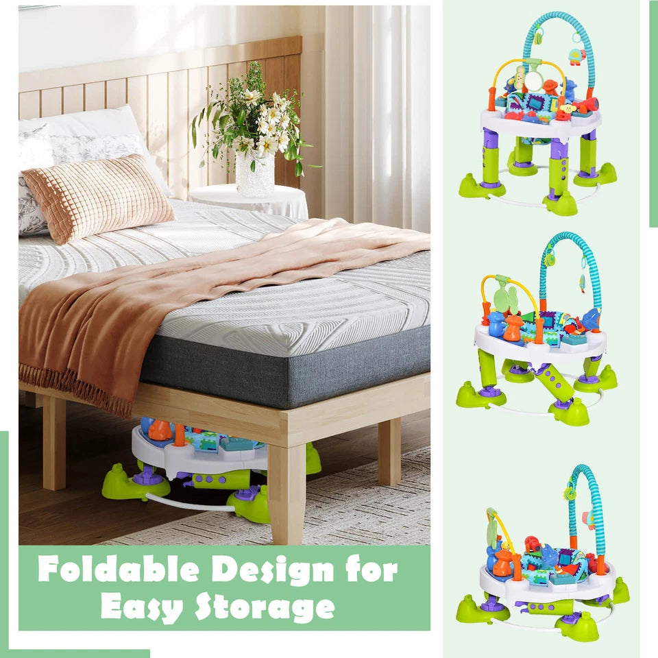 4-in-1 Foldable Baby Activity Center with Walker, Bouncer & Mat Green