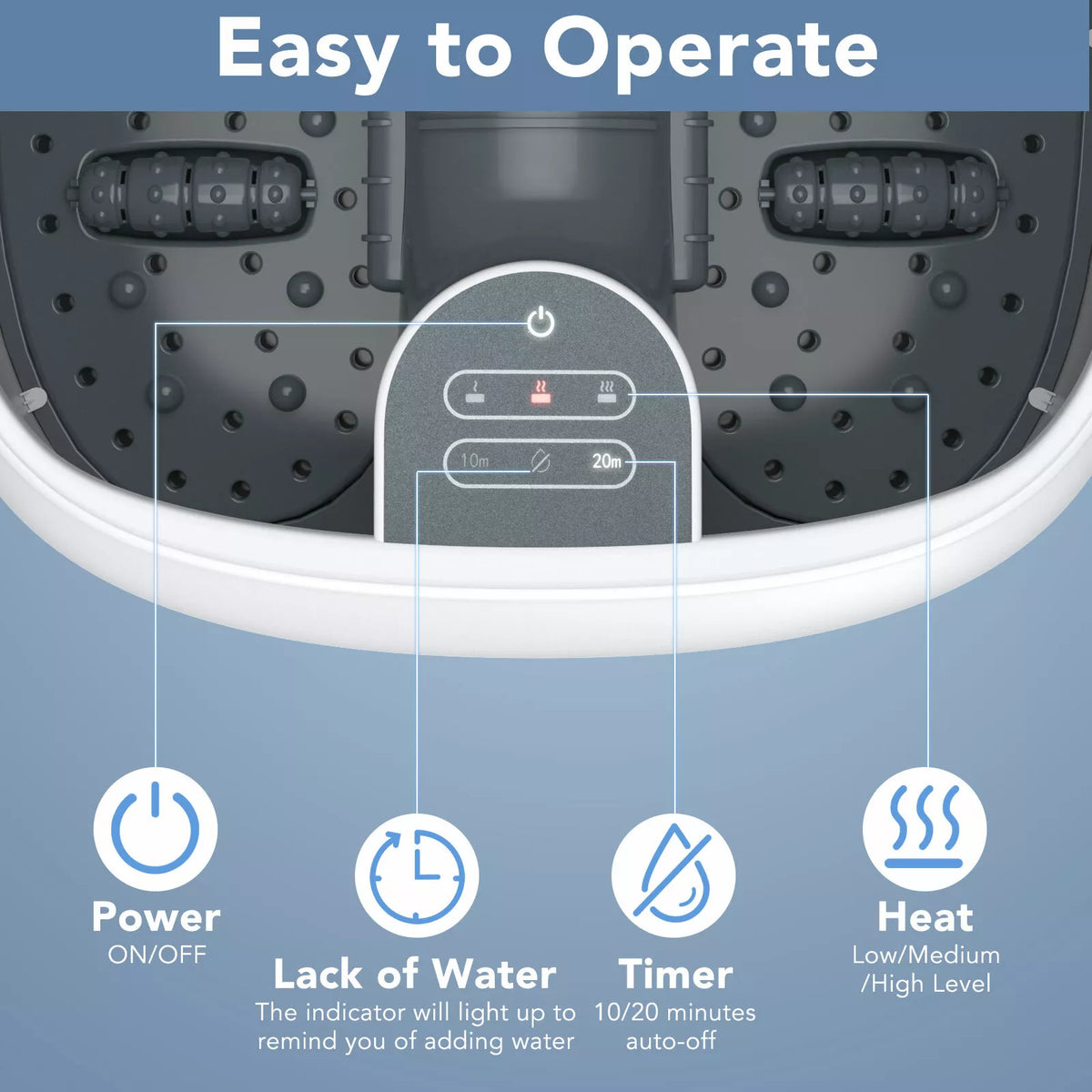 Intelligent Steam Foot Bath Spa Adjustable Heating Timer Functions