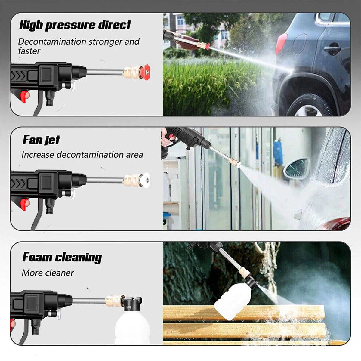 Cordless High Pressure Car Washer 288VF Dual Battery with Foam Gun Kit