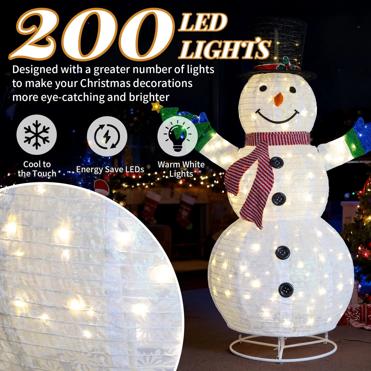 5.7FT Lighted Snowman with Mini Tree for Indoor Outdoor Christmas Displays