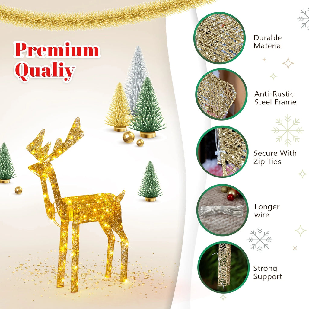 3.6FT Motorized Reindeer with Moving Head and Warm LED Christmas Display