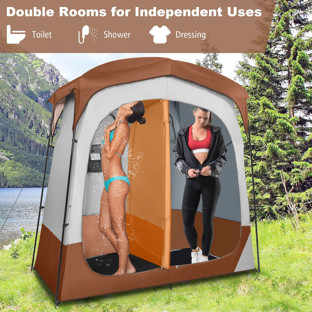2-Room Shower Tent with Privacy Shelter for Outdoor Use