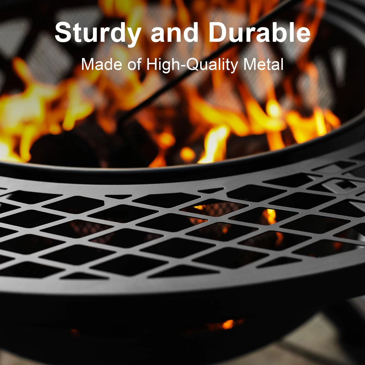 Outdoor Wood Fire Pit 32 Inch BBQ Grill Swivel Cooking Patio Heater