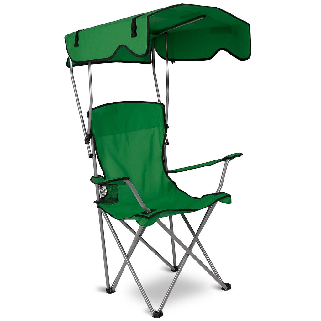 Camping Chair with Sun Shade Canopy & Cup Holder 330lb Portable