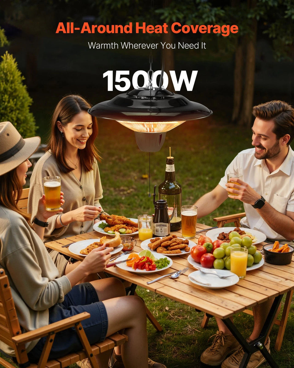 1500W Infrared Hanging Patio Heater Outdoor Ceiling Mount Warmth