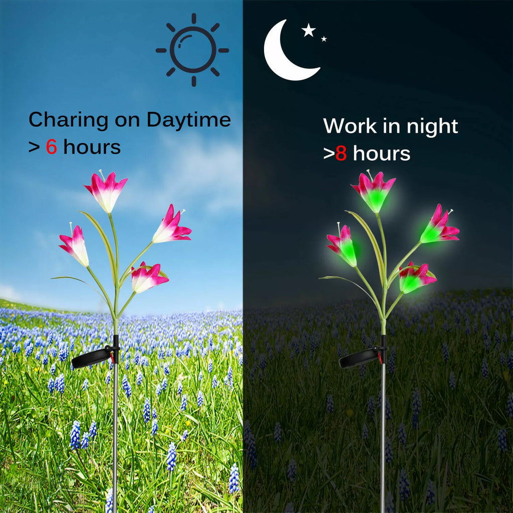 Color-Changing Solar Lily Flower Garden Stake Lights 2pcs