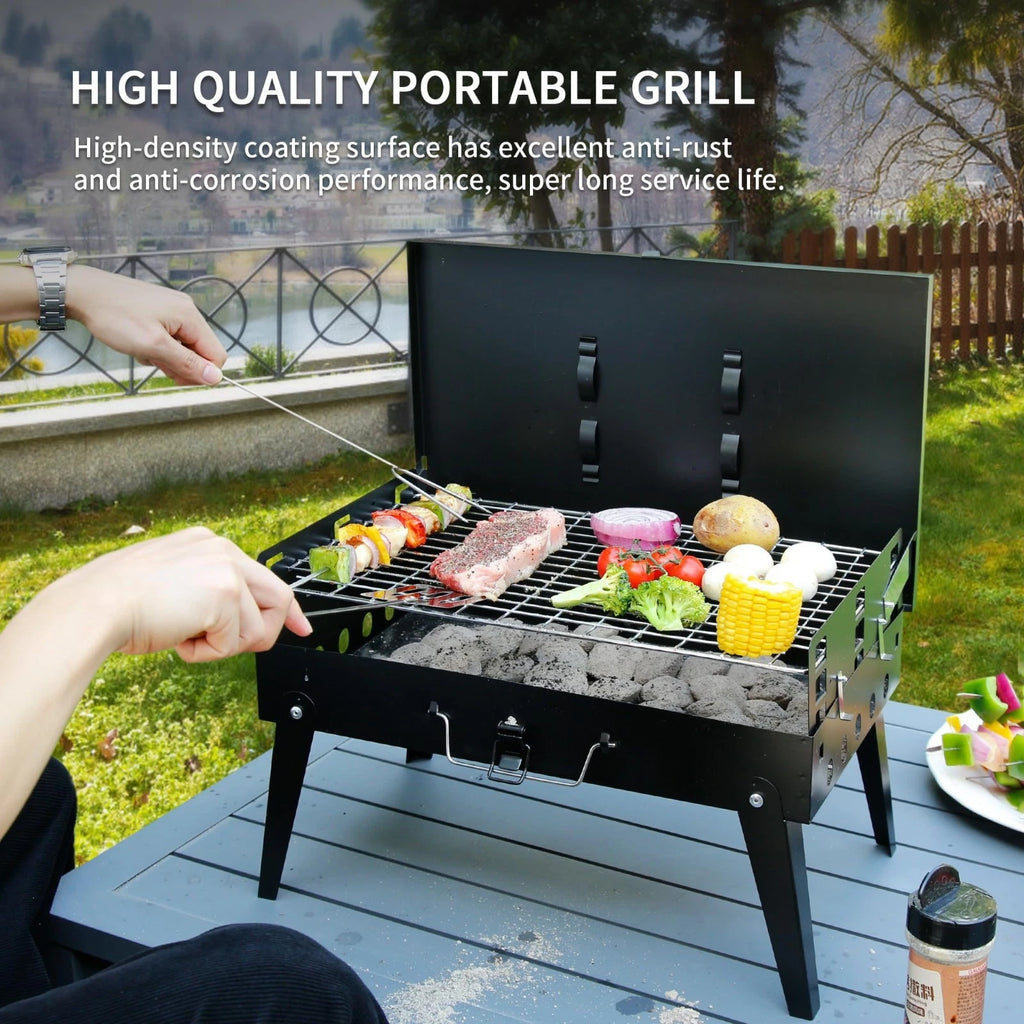 Charcoal Grill Portable Tabletop BBQ for Camping Foldable Compact