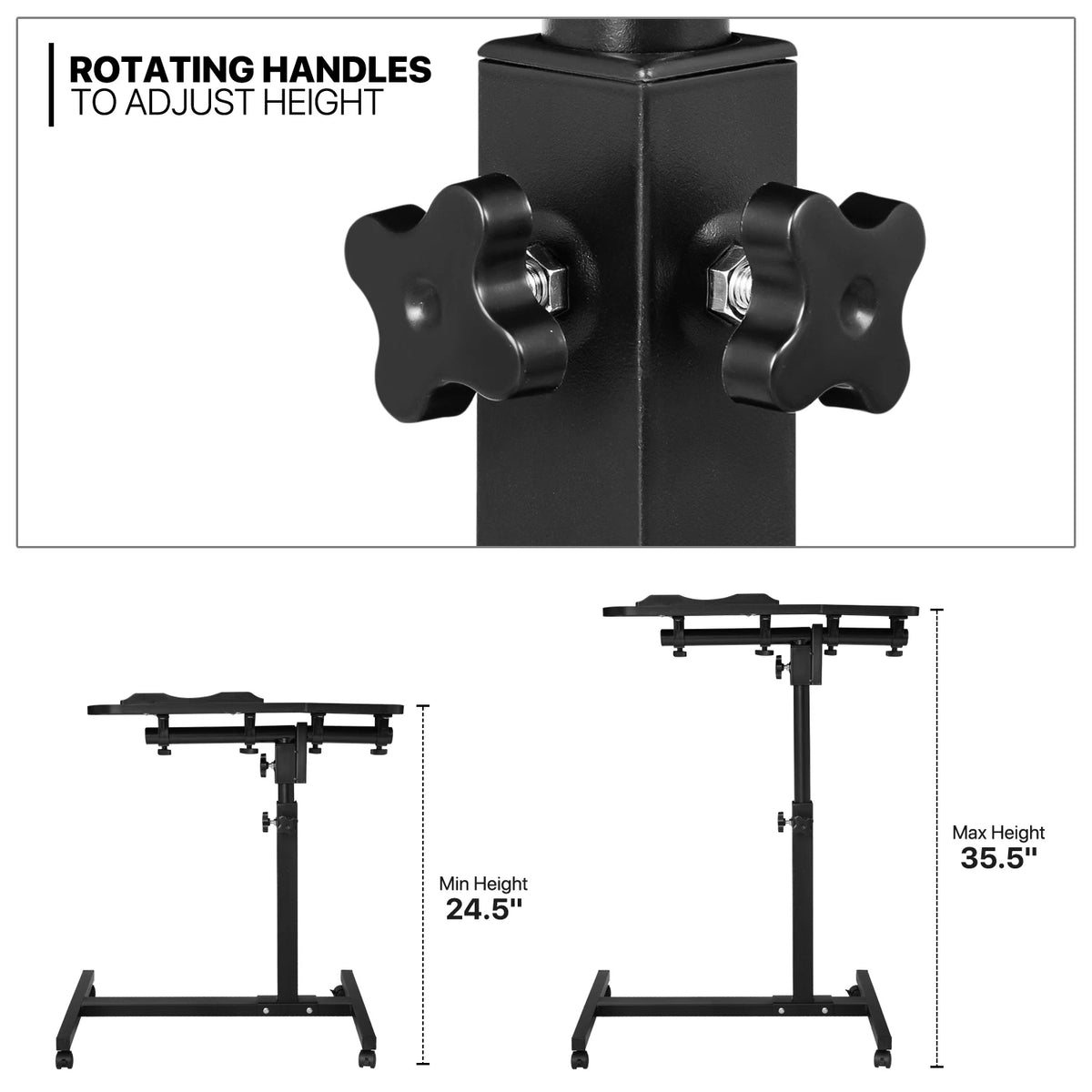 Adjustable Rolling Laptop Desk with Swivel & Height Control