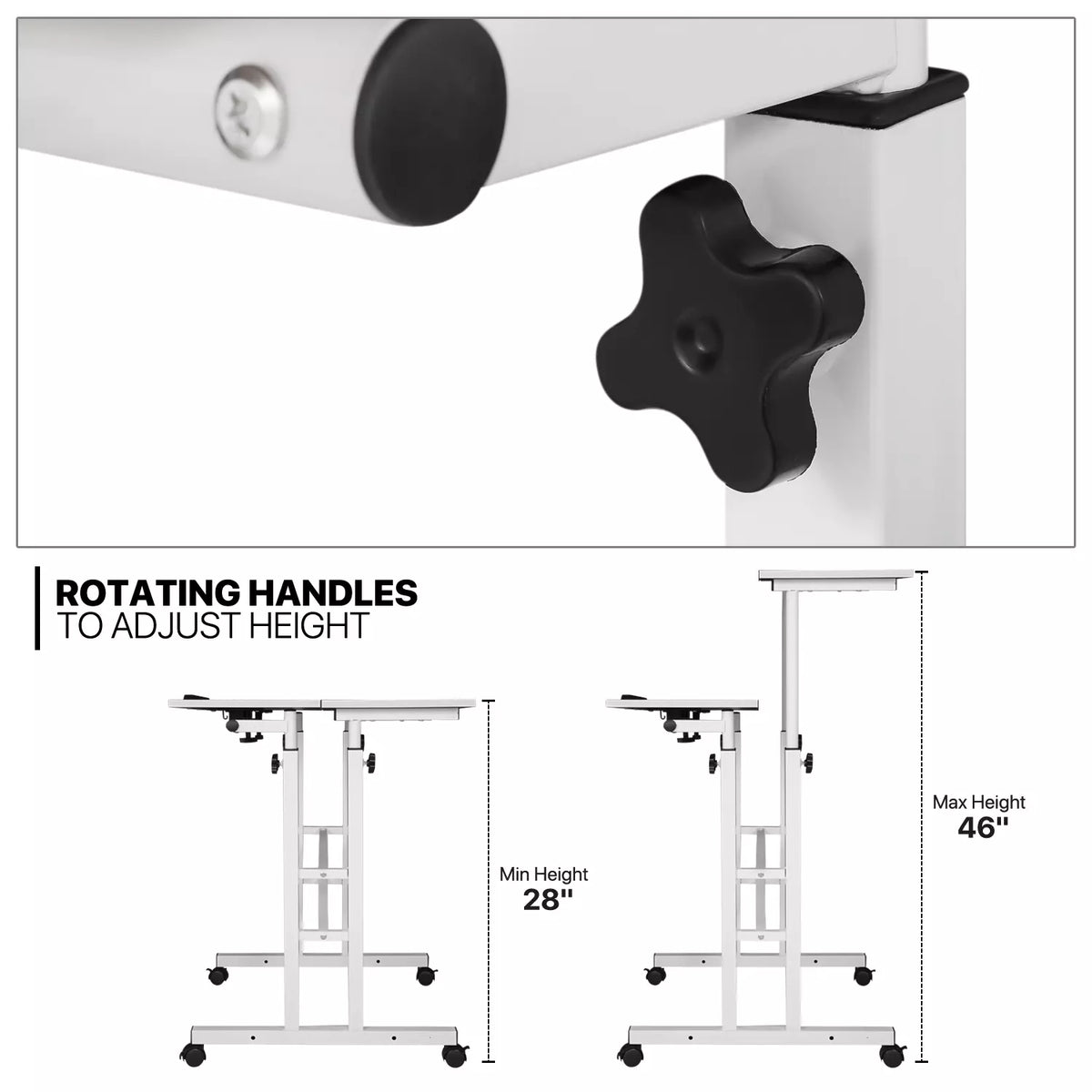 Adjustable Stand Up Laptop Desk with Wheels  Office Workstation