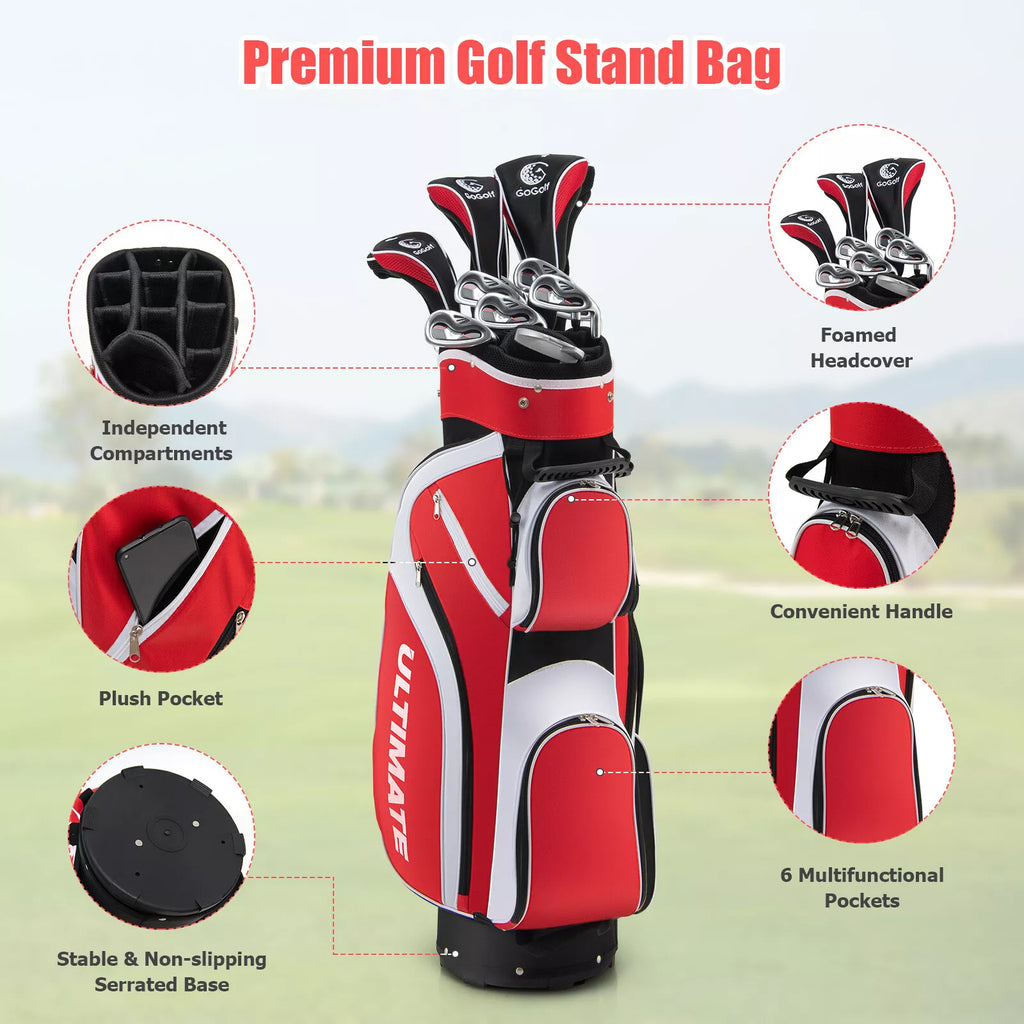 10-Piece Red Women’s Golf Club Set with Bag, Driver & Hybrid Clubs