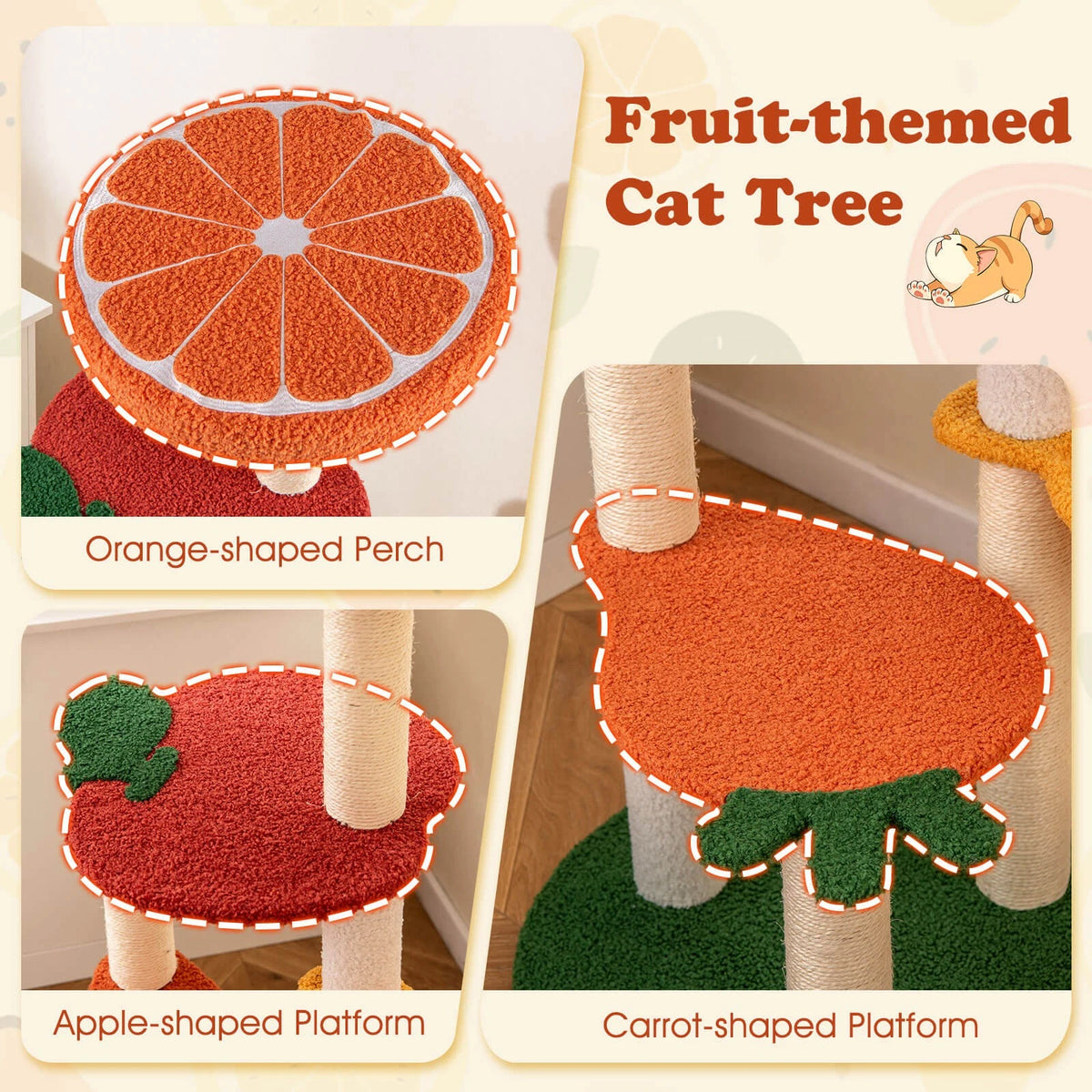 Cat Tree with Hammock, Scratching Posts & Perch Colorful