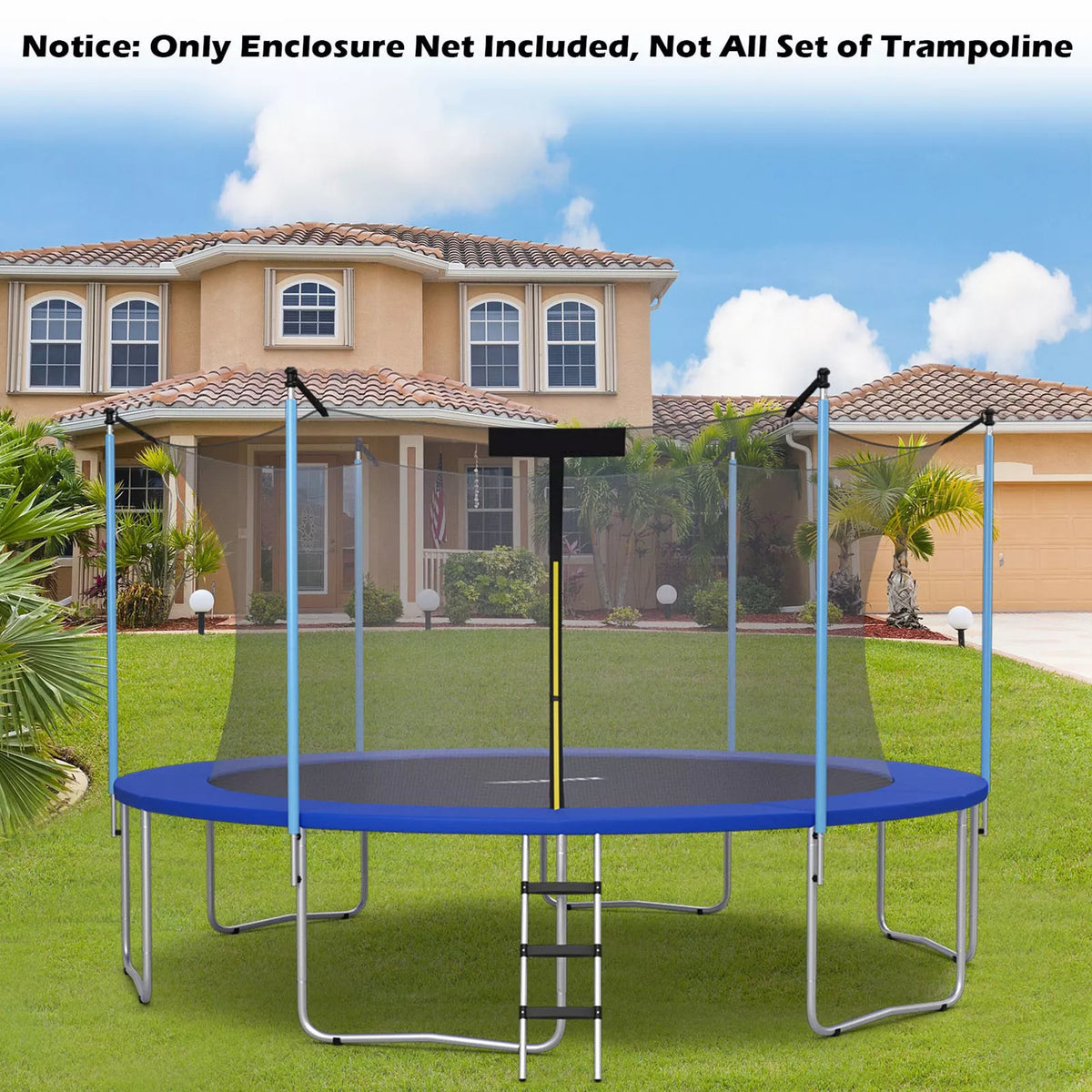 Weather-Resistant 8FT Trampoline Safety Net for 6-Pole Frames