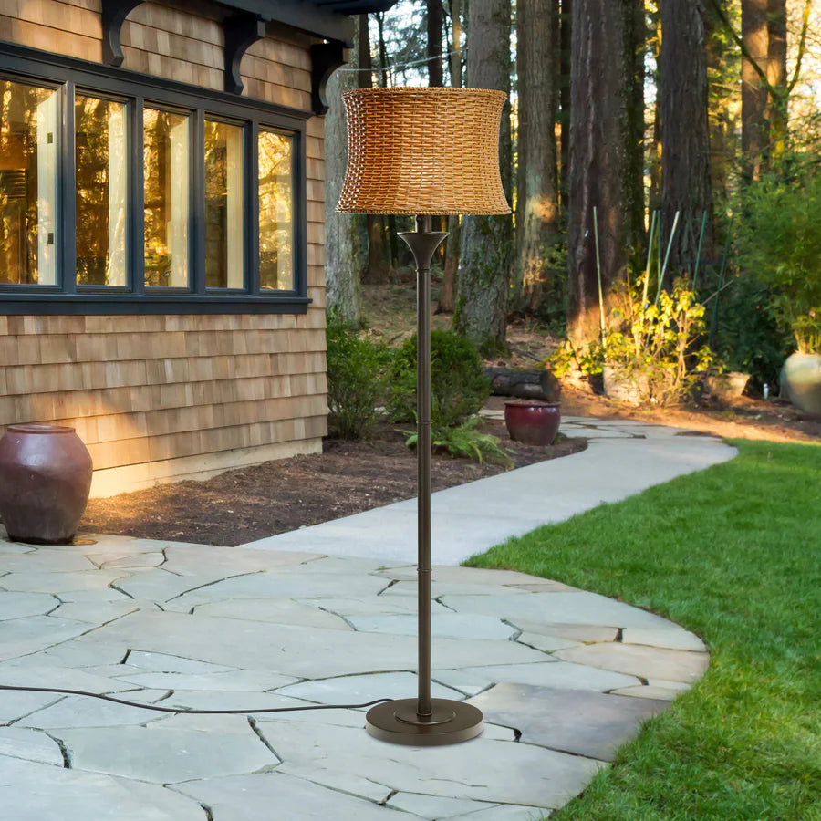 59.5" Indoor & Outdoor Basket-Weave Floor Lamp Tropical Style Light