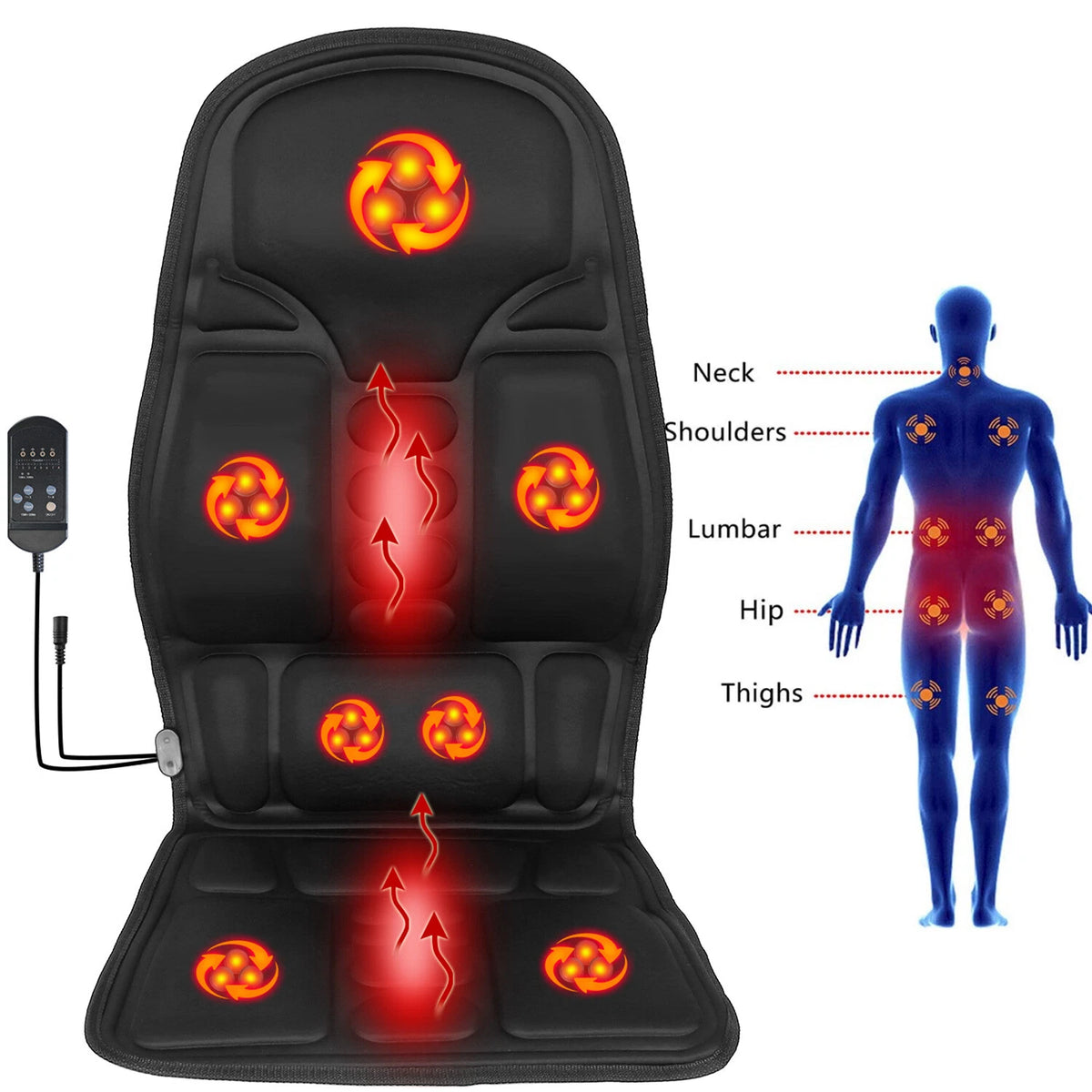 Vibrating Heated Massage Seat Cushion 7 Motors for Home & Car Comfort