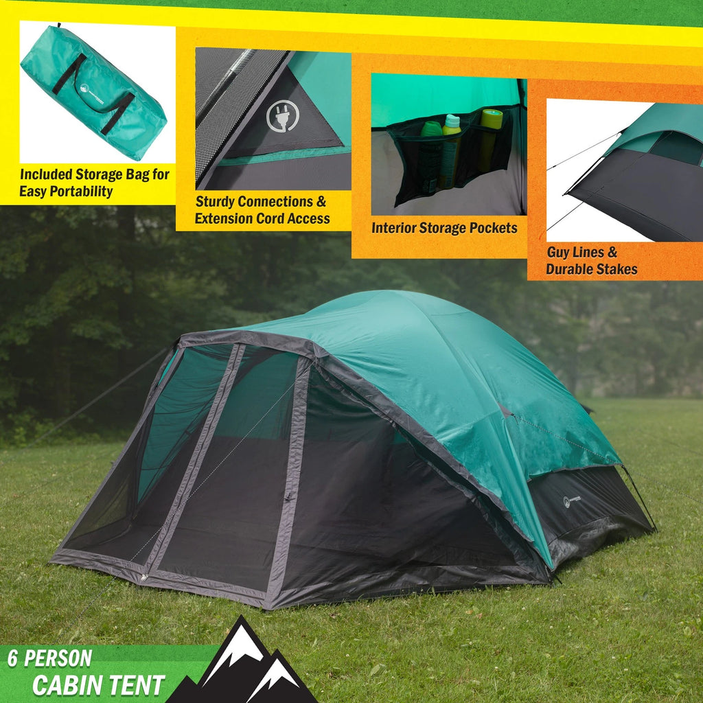 6-Person Cabin Tent with Screen Room Family Outdoor Camping