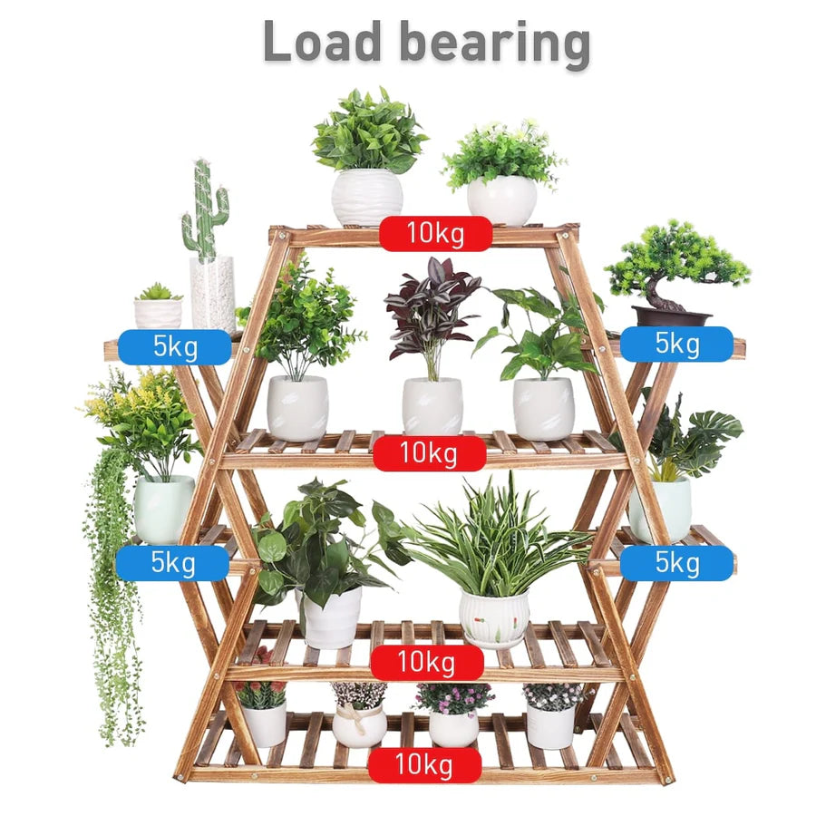 Large 8-Tier Wooden Plant Stand Indoor Outdoor Garden Display
