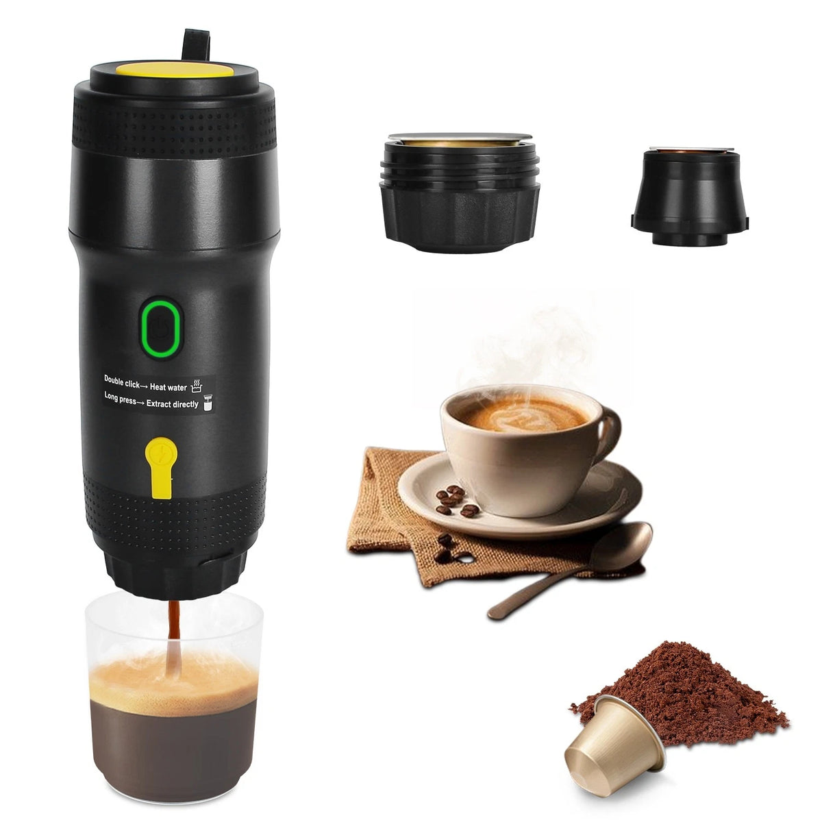 Self Heating Espresso Machine Rechargeable Travel Coffee Maker