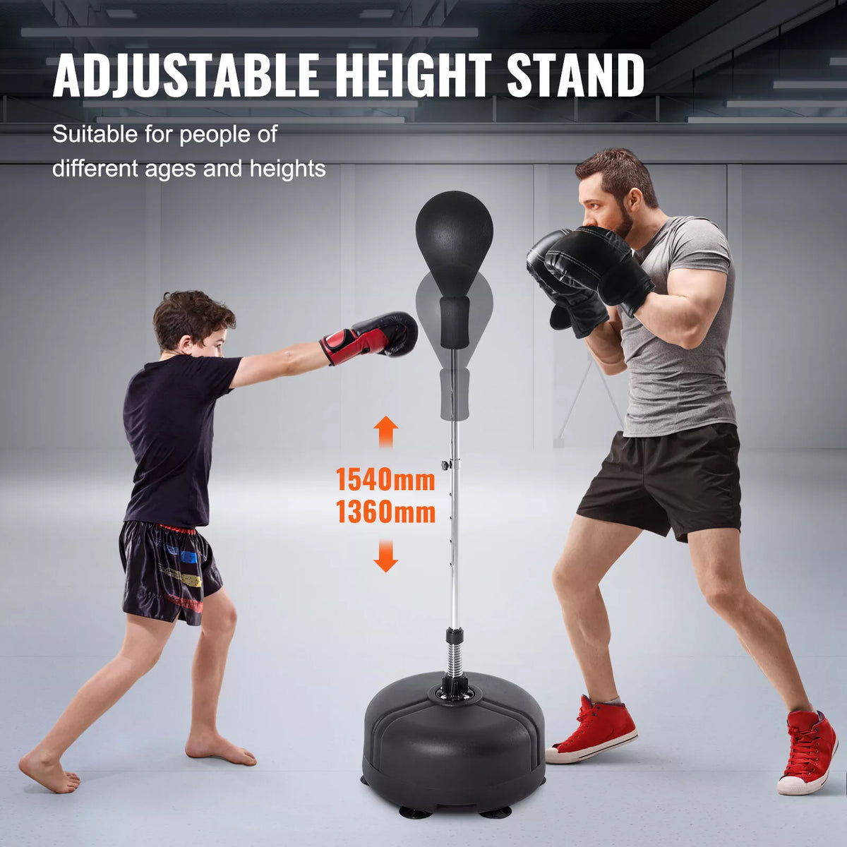 Adjustable Reflex Punching Bag with Suction Base for Home Training