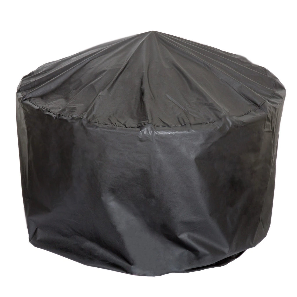 32-Inch Round Wood Burning Fire Pit with Spark Screen Cover and Log Poker