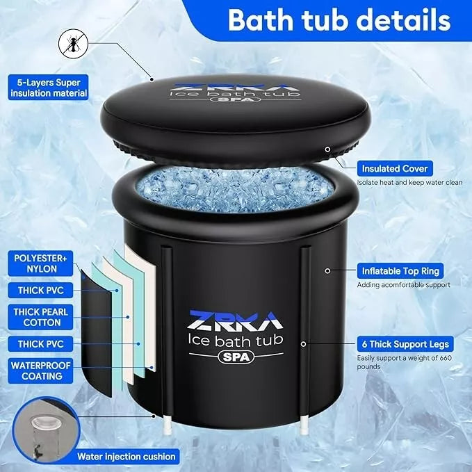 100-Gallon XL Ice Bath Tub – Foldable Cold Plunge for Fast Recovery