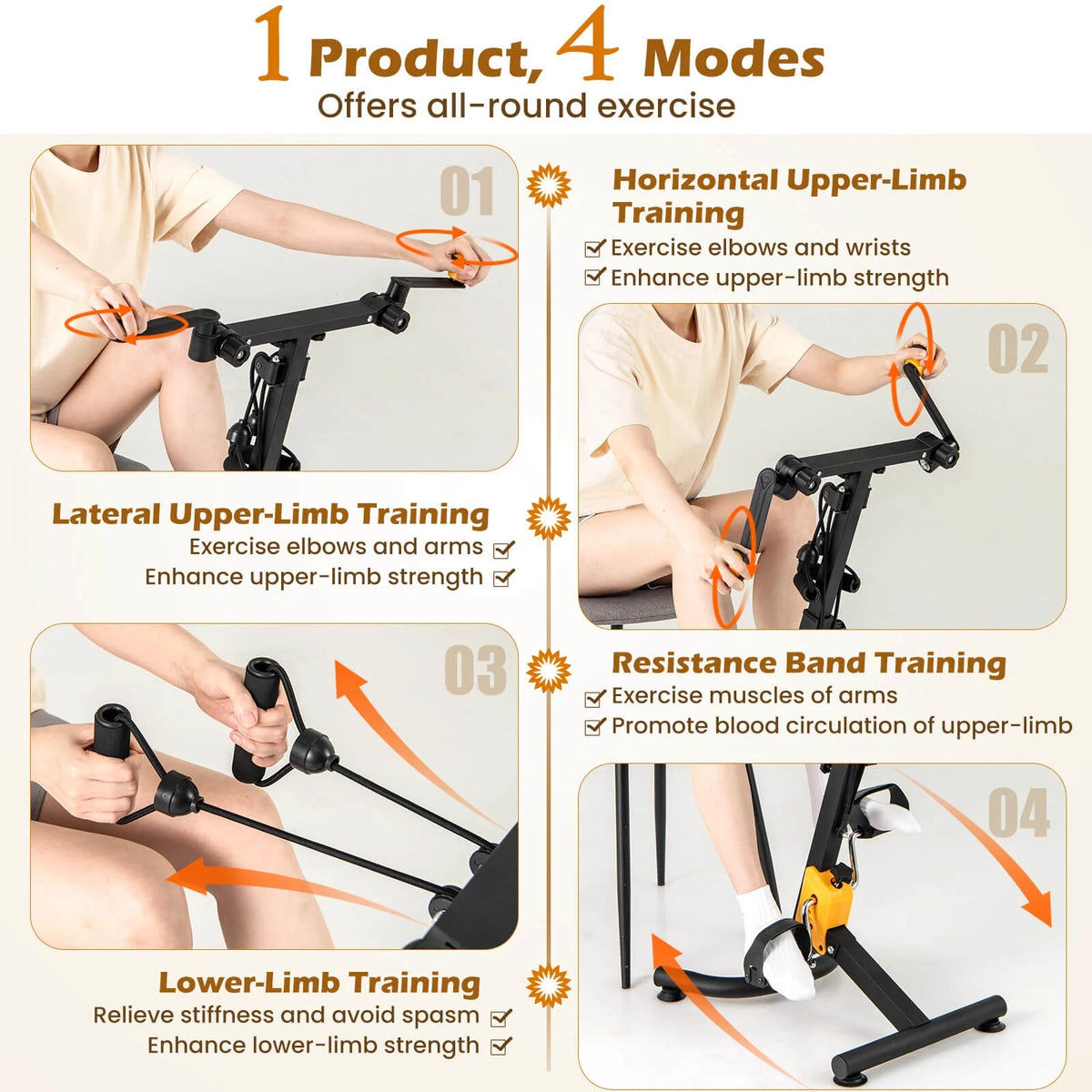 Folding Pedal Exercise Bike with Adjustable Resistance Home Workout