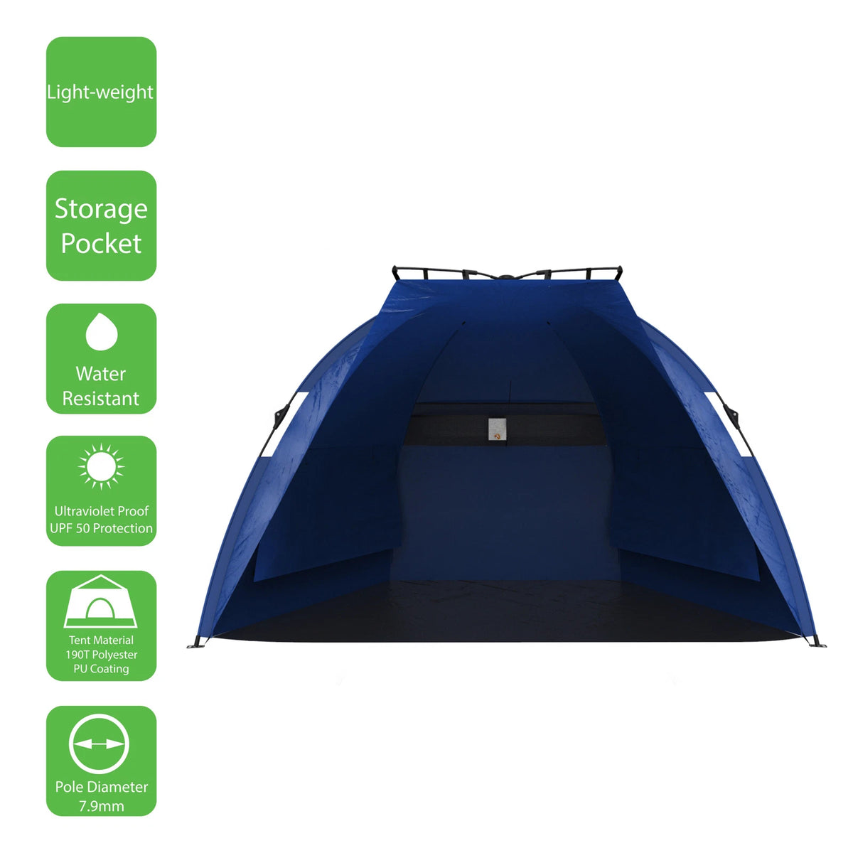Pop-Up Beach Tent with UPF 50+ Sun Protection and Mesh Ventilation