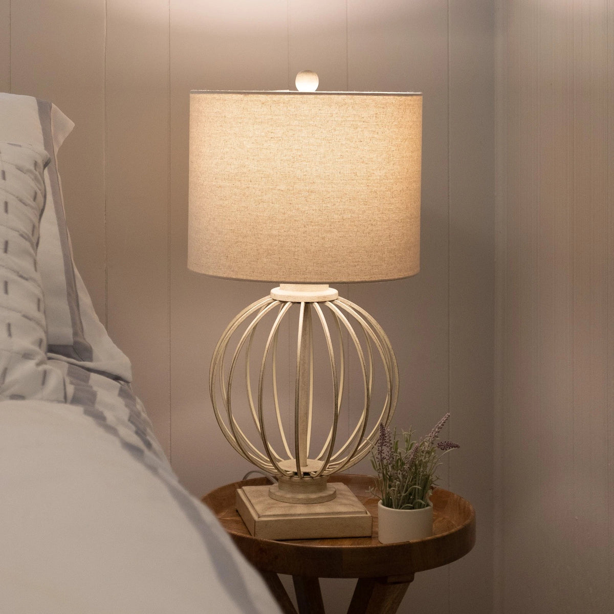 Modern Sand Table Lamps Set of 2 with USB Charging Ports and LED Bulbs