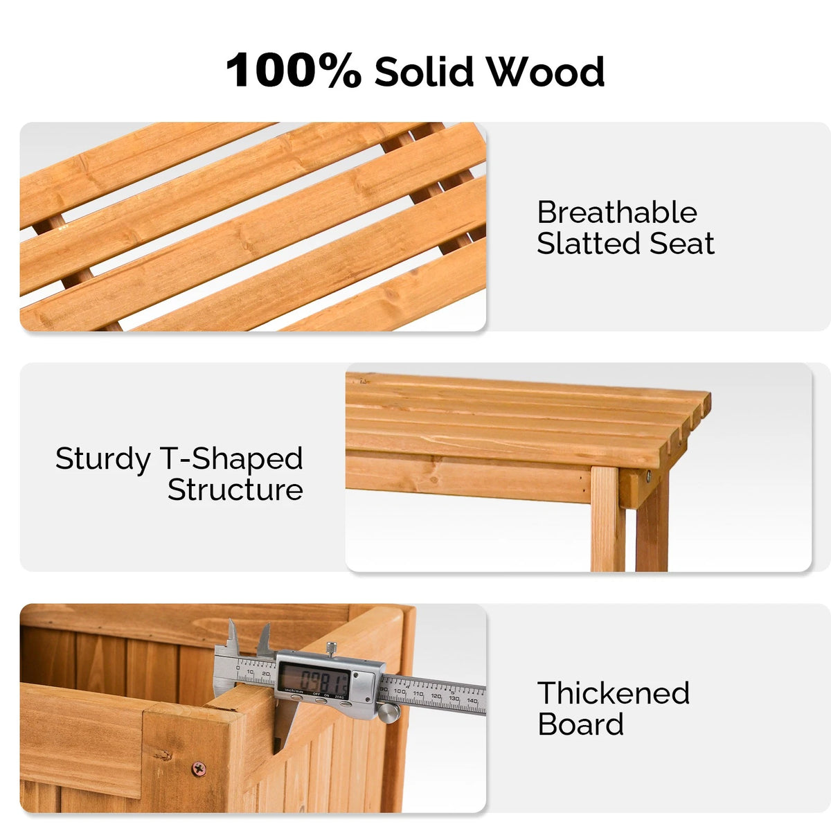 2-in-1 Wooden Garden Bench with Planter Box for Porch and Backyard