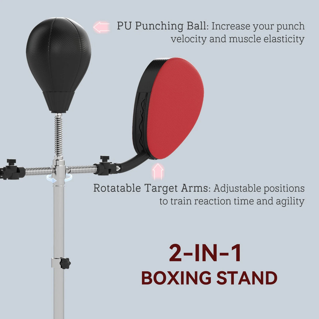 Soozier Adjustable 3-in-1 Boxing Training Stand with Speed Bag and Target Arms