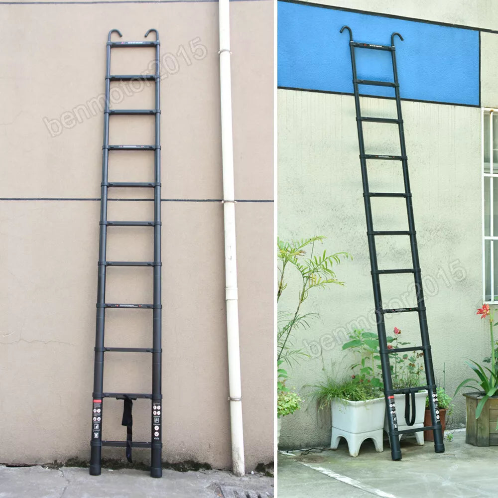10.5FT Telescoping Ladder with Hooks Portable Folding Extension