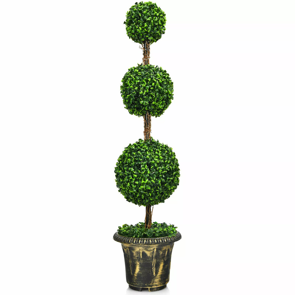 4ft Artificial Triple Ball Topiary Tree Indoor Outdoor Decor