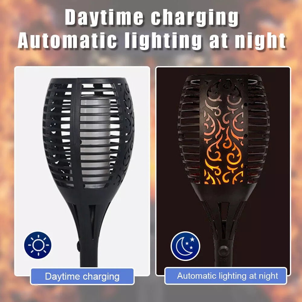 4-Pack Solar Garden Flame Lights with Flickering LED Waterproof