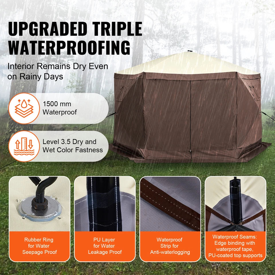 12.5x12.5 FT Pop-Up Camping Gazebo Tent with Mesh and Wind Panels
