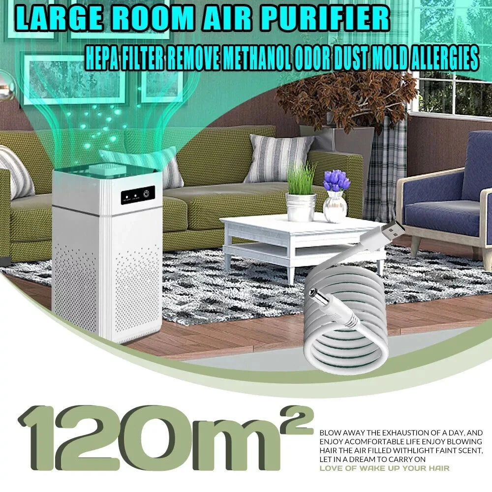 Portable HEPA Air Purifier USB Large Room Cleaner Smoke Dust Odor