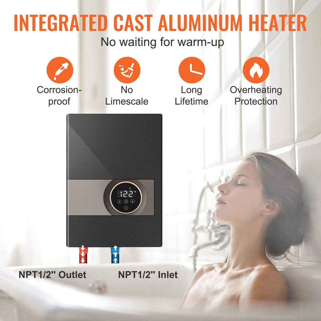 Tankless Electric Water Heater Wall Mounted Instant Hot Water 8KW