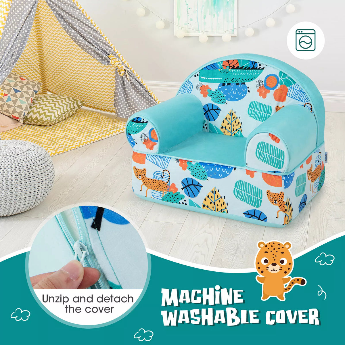 toddler armchair sofa with washable cover