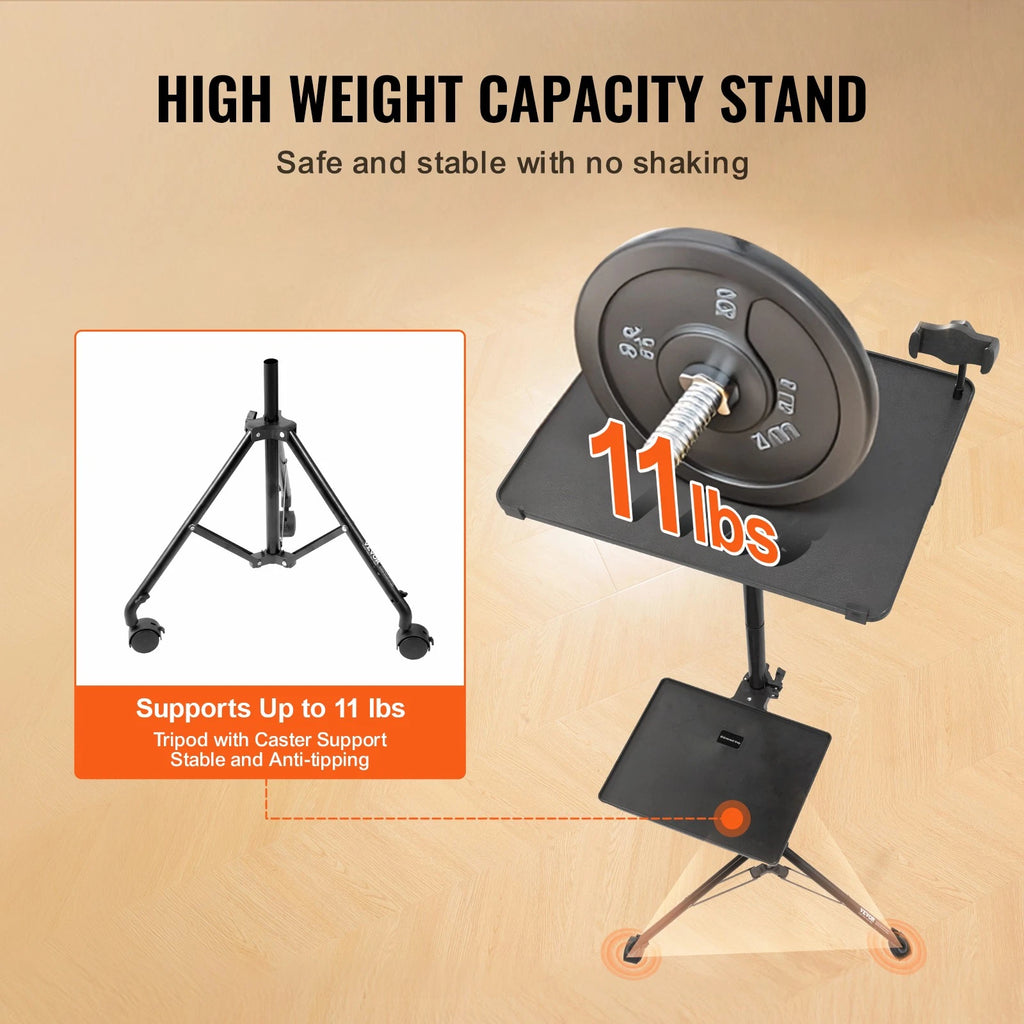 Adjustable Projector Stand with Laptop Tray and Wheels for Easy Mobility