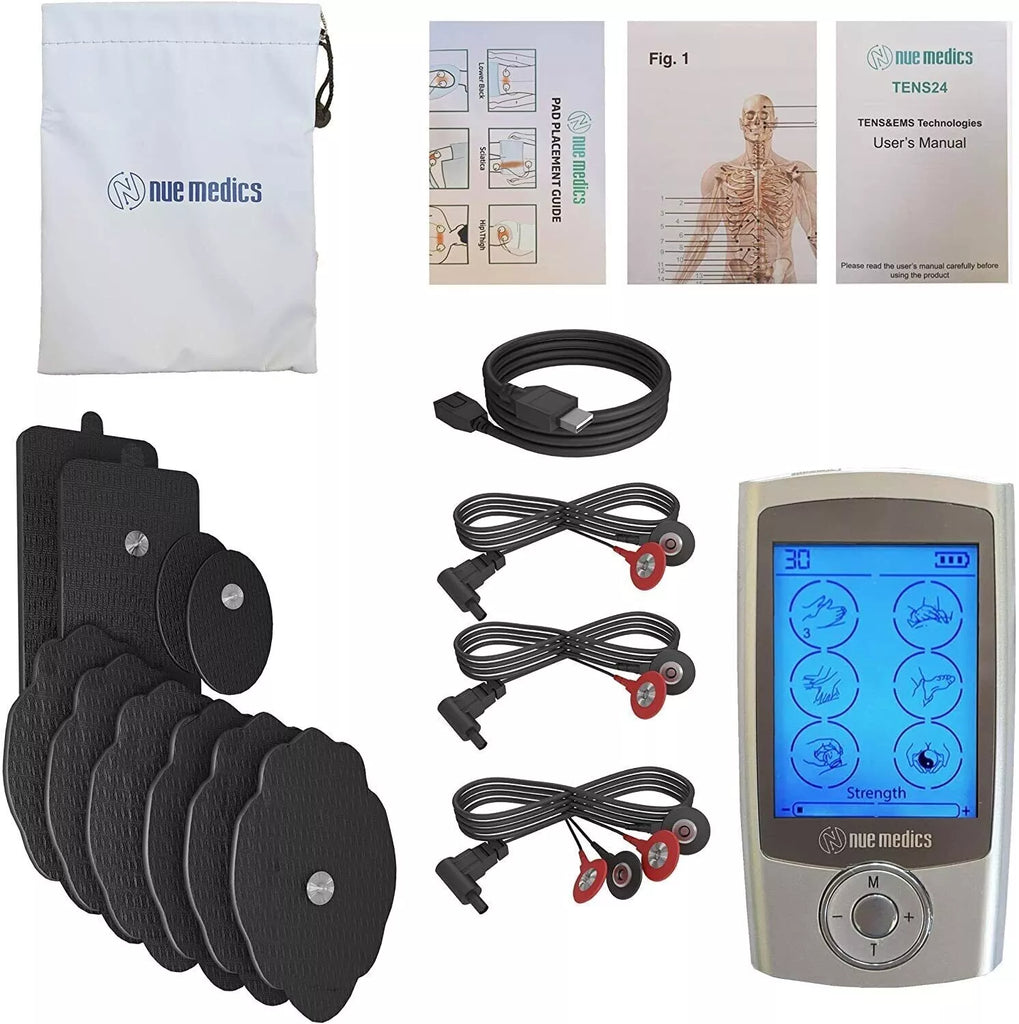 Portable TENS Unit Massager 24 Modes Rechargeable Pain Relief Device