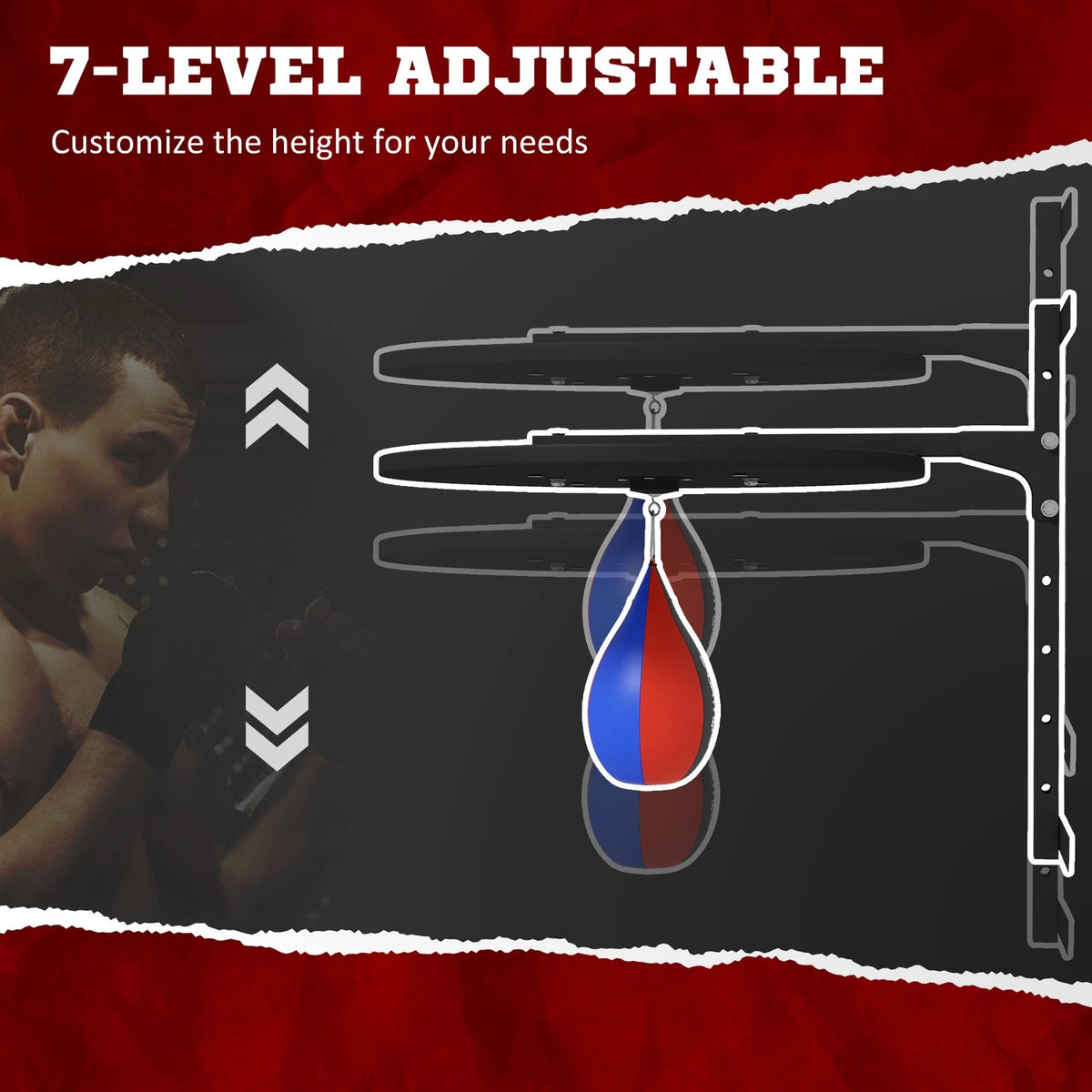 Adjustable Wall-Mounted Speed Bag Platform with 360° Swivel & Pump