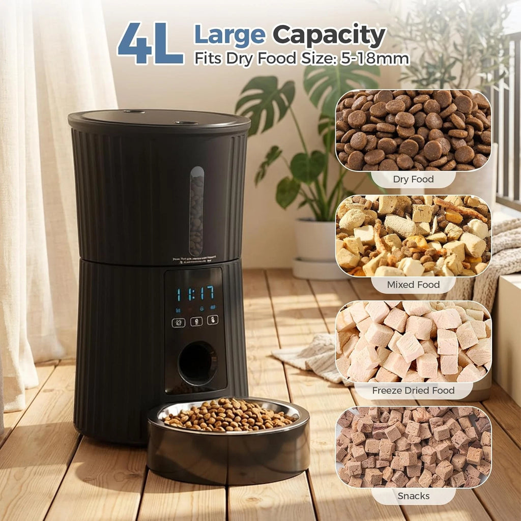 4L large capacity automatic cat feeder for dry food and treats