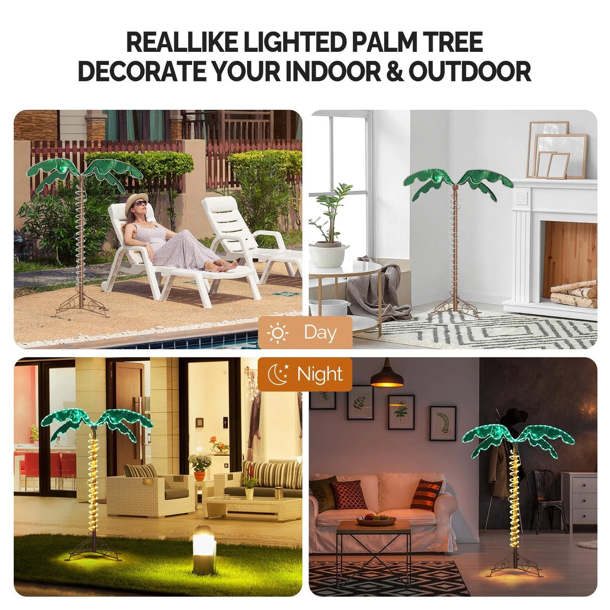 Tropical 4FT LED Coconut Tree for Outdoor Christmas and Patio Decoration