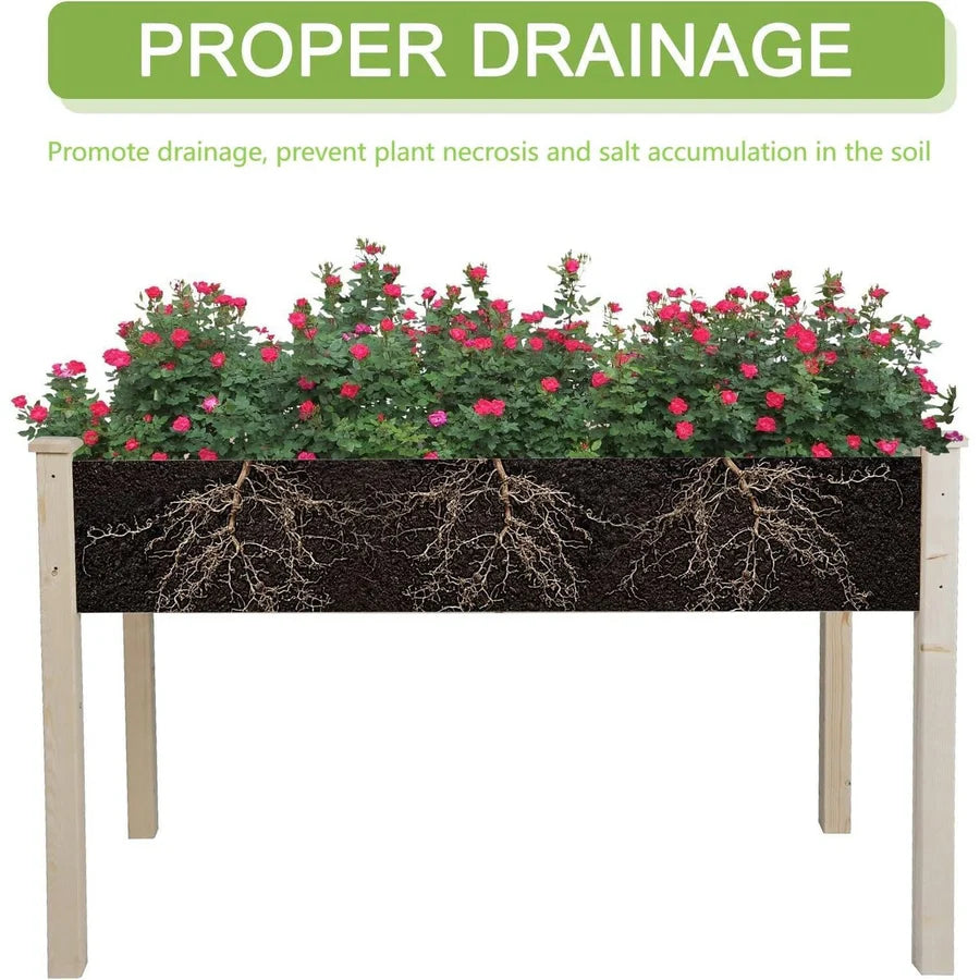 4FT Wooden Raised Garden Bed Elevated Planter Box Outdoor Use