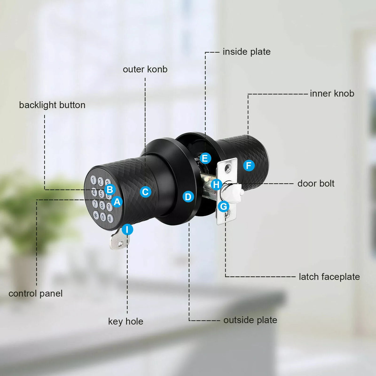 Keyless Touchscreen Door Lock Code Access and Backup Keys