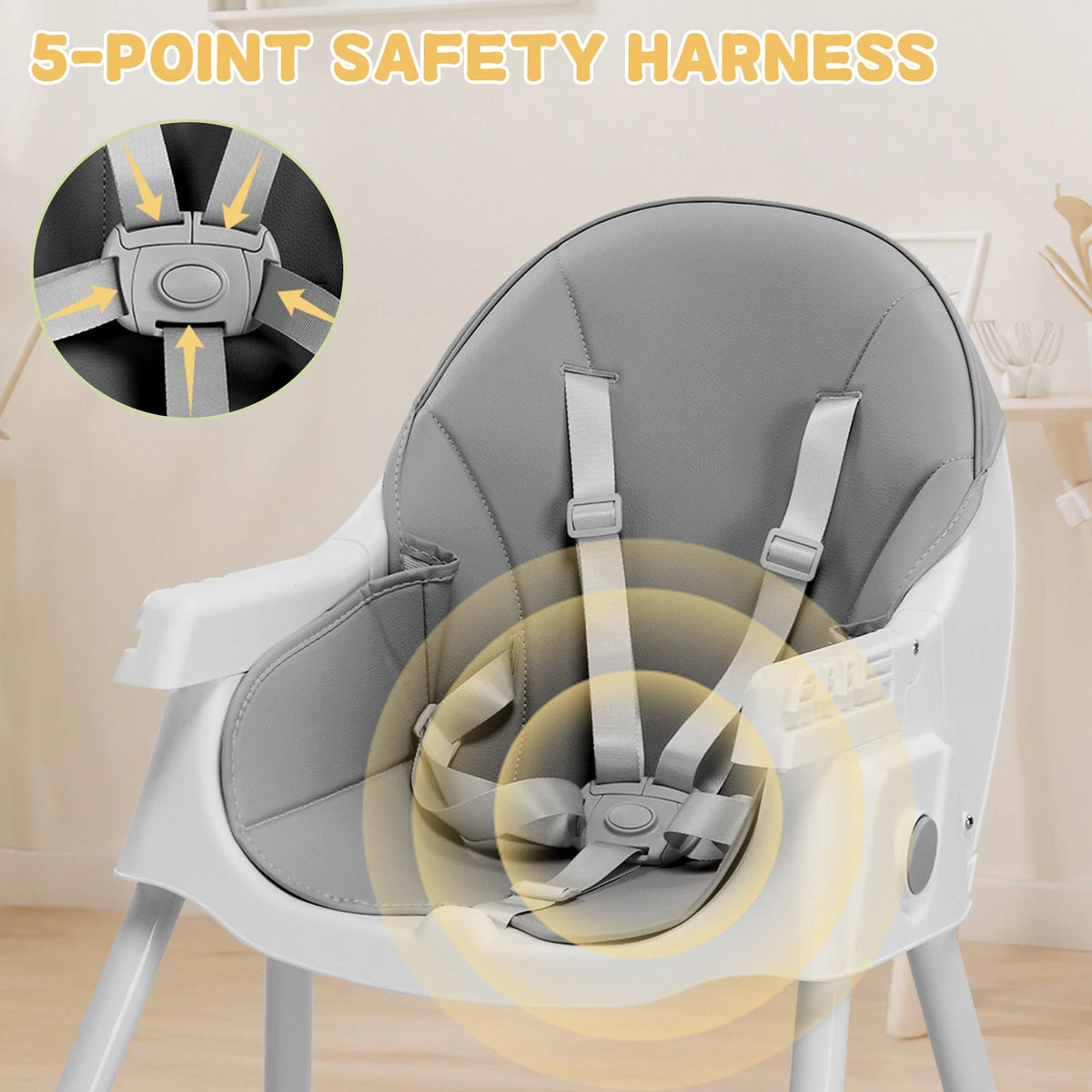 6-in-1 Convertible Baby High Chair with Tray Rocking Seat for Toddlers