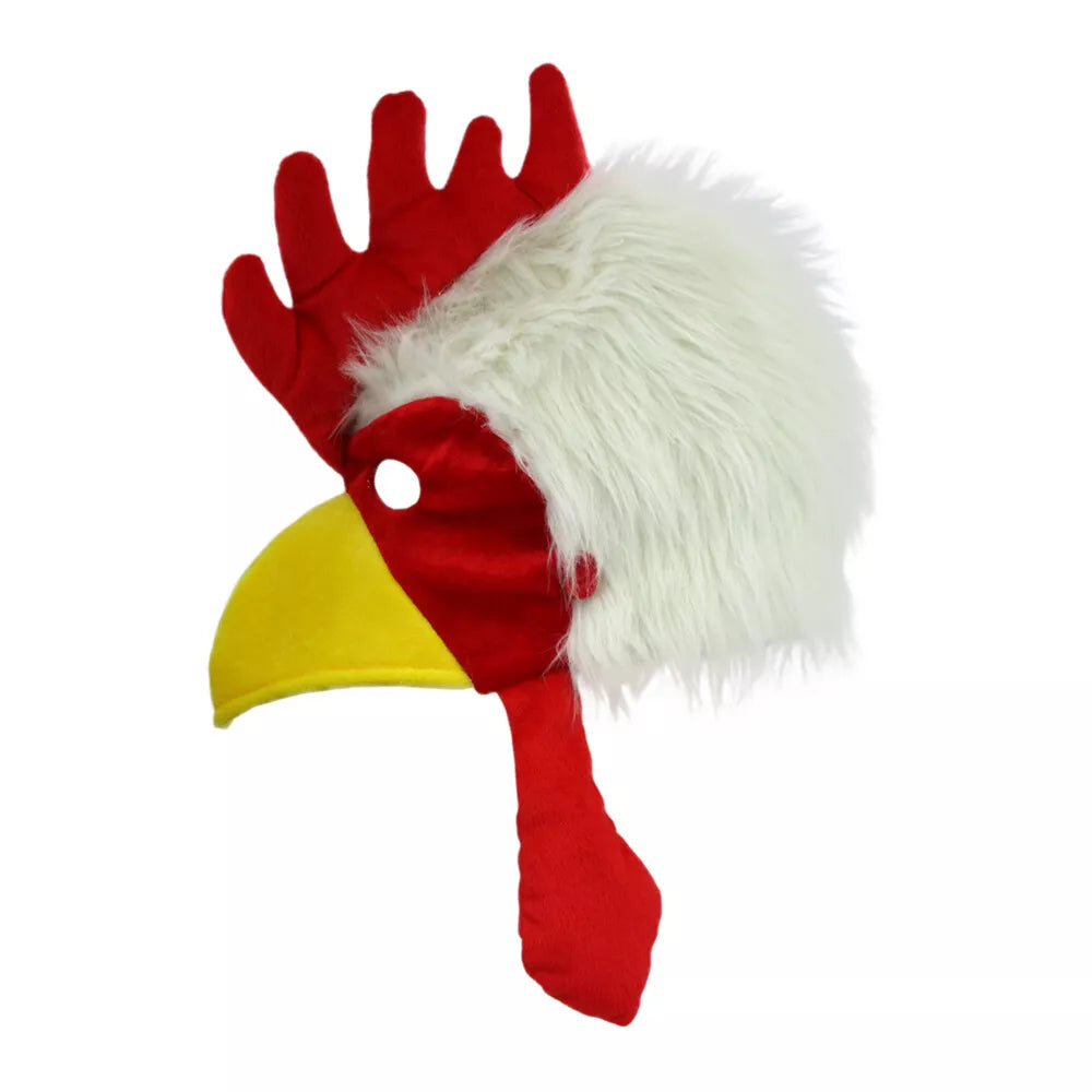 Adult Rooster Hat with Beak and Wattles Halloween Costume Accessory