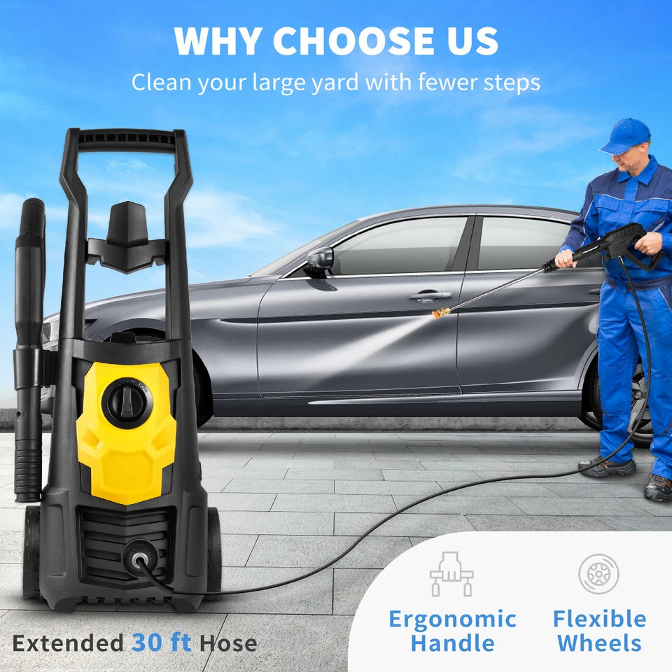 2000PSI Electric Pressure Washer with 5 Nozzles 30ft Hose 1.65GPM
