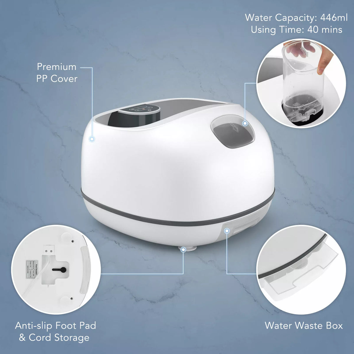 Intelligent Steam Foot Bath Spa Adjustable Heating Timer Functions