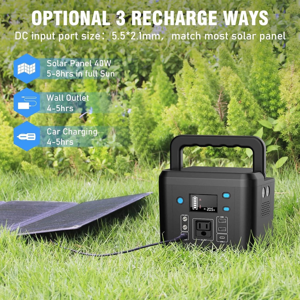 Portable 200W Power Station with Solar Charging, AC/DC & USB Ports