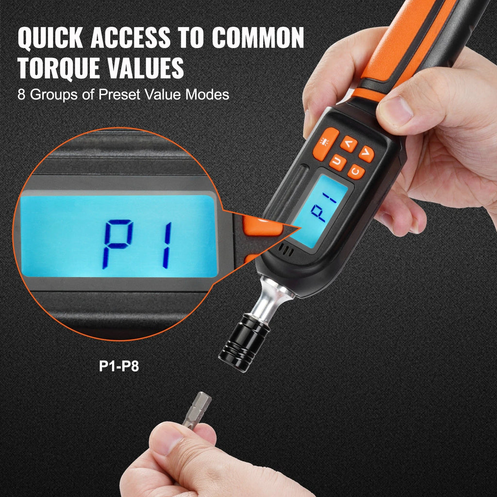Digital Torque Wrench Set 1/4" with Adjustable Bits & Carrying Case