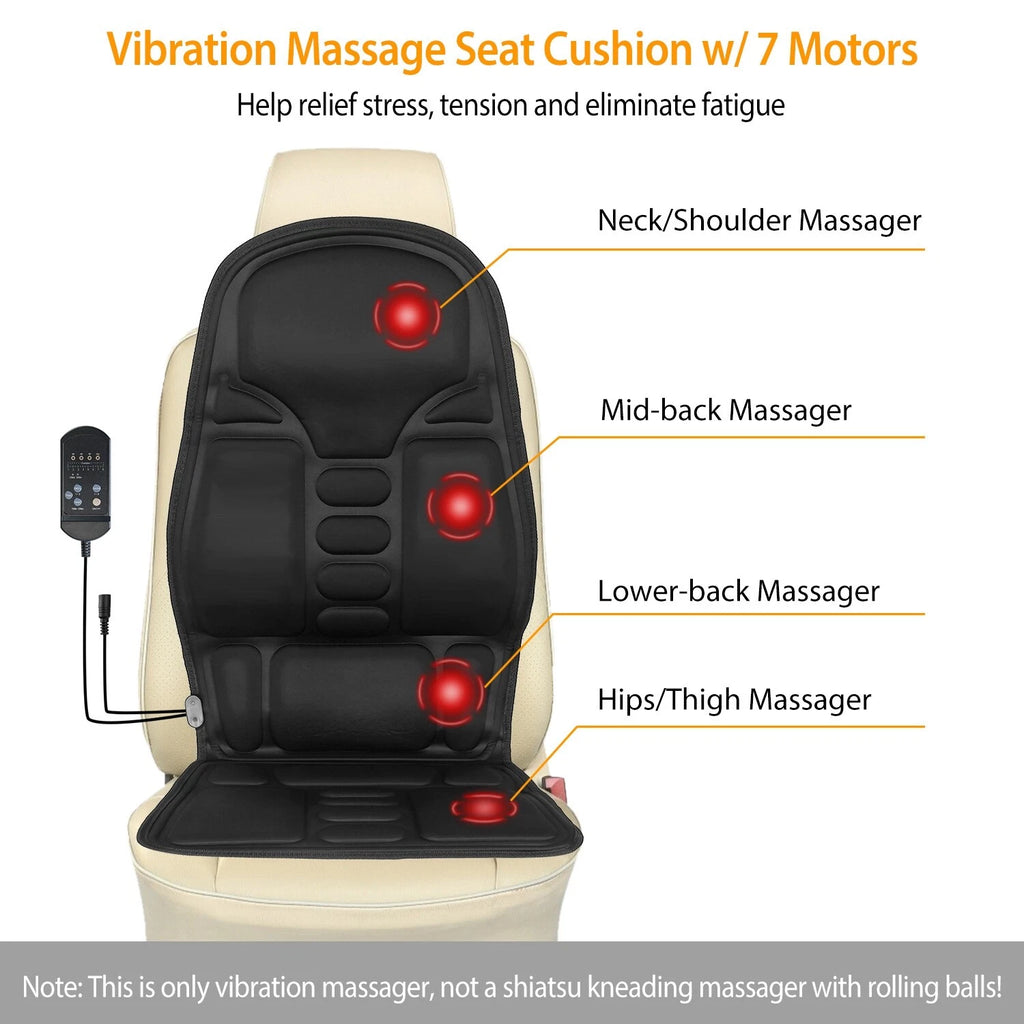 Vibrating Heated Massage Seat Cushion 7 Motors for Home & Car Comfort
